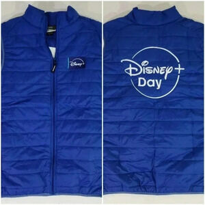 Disney+ Day Disney Plus Embroidered Blue Lightweight Insulated Zip Vest Size S